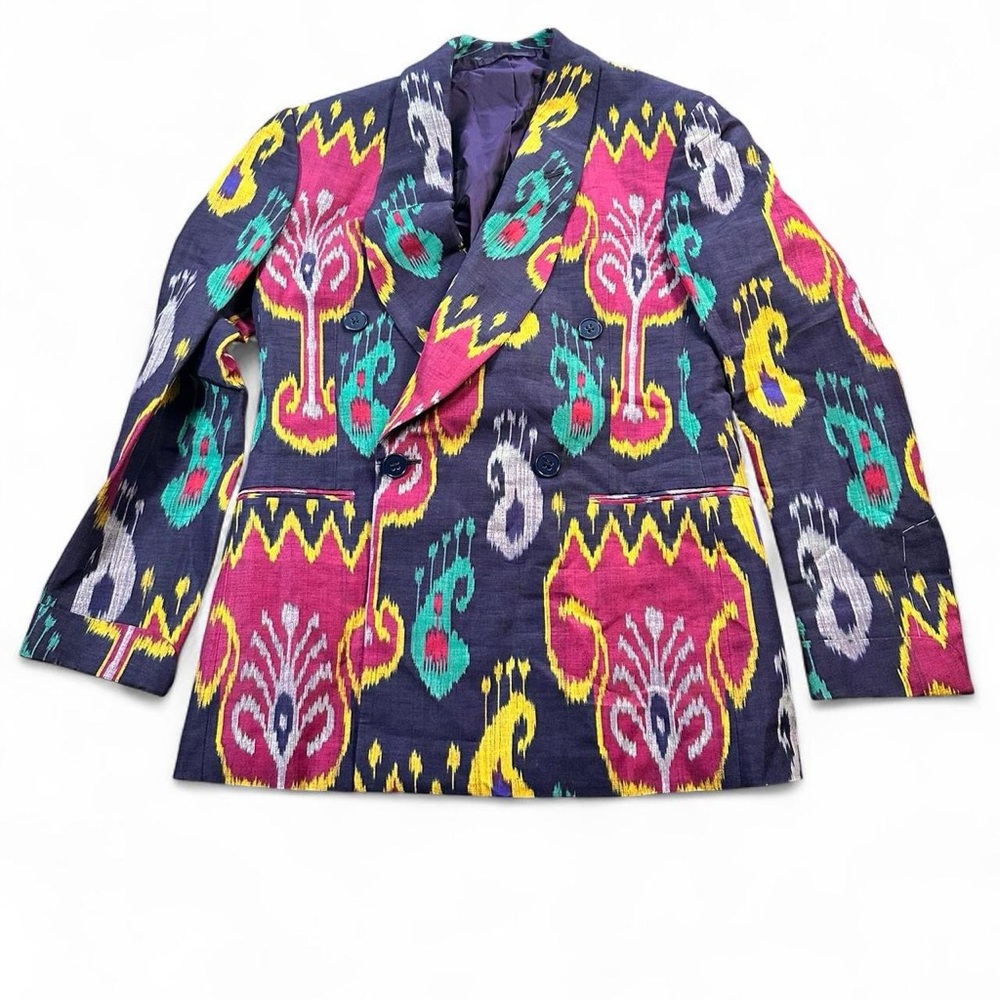 Ralph Lauren‎ Purple Label Men’s Jahmar Ikat Print Silk Linen Jacket 36S
